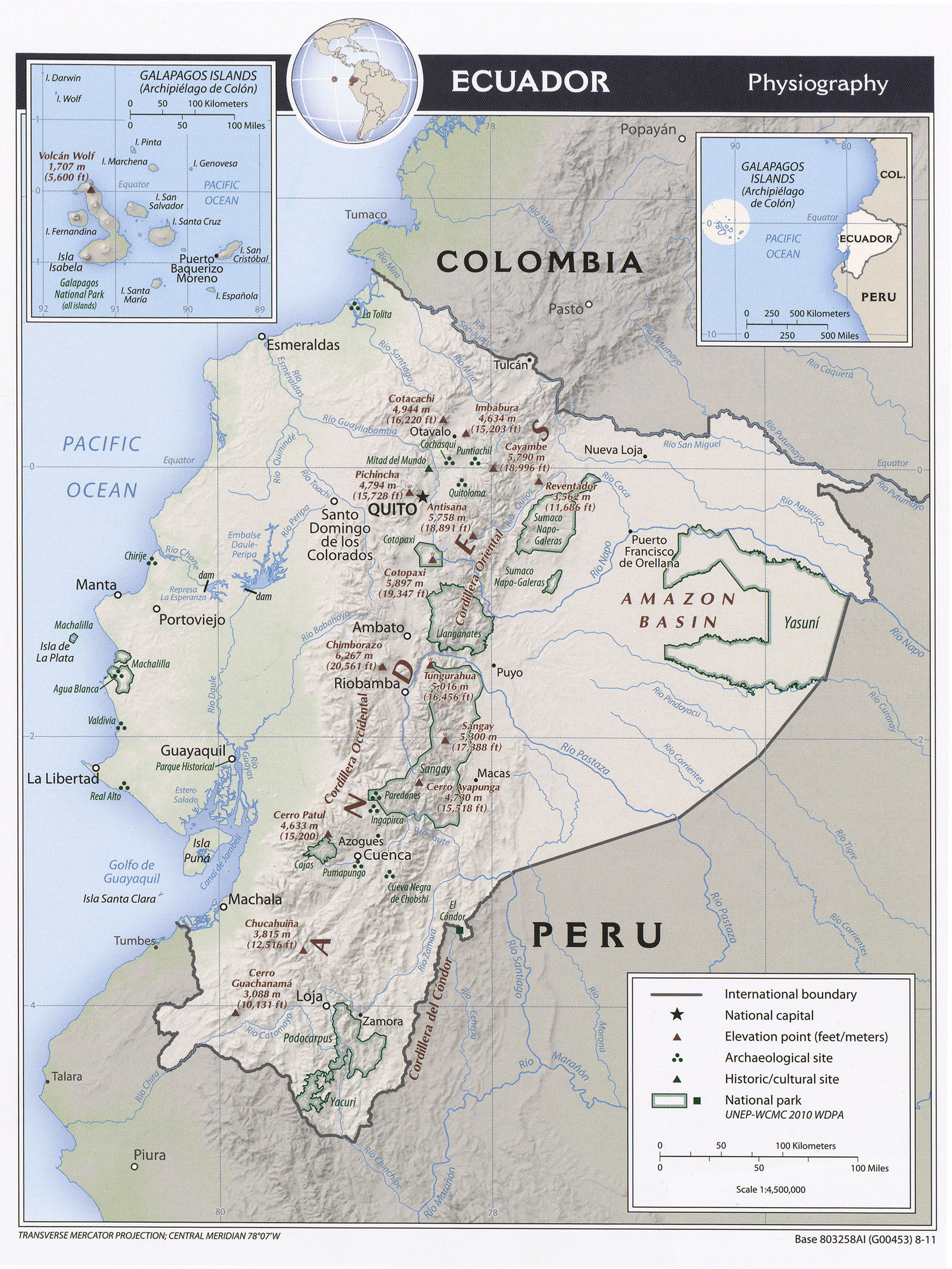 Physiography Map of Ecuador