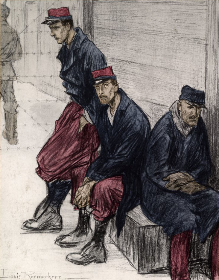 French Prisoners of War, c. 1914-1915, by Louis Raemakers.