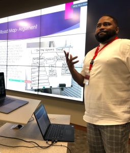 Marco Robinson giving a presentation