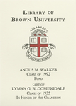 Customized digital bookplate for Angus Walker '92 Book Fund