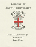 Customized digital bookplate for John M. Crawford Jr. Book Fund