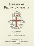 Customized digital bookplate for Alexander and Jane A. Brough Memorial Book Fund