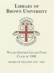 Customized digital bookplate for Waldo Gifford Leland Fund