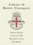 Customized digital bookplate for Donald Bach '50 Memorial Book Fund