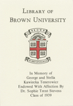 George and Stella Kawiecka Tenerowicz Fund