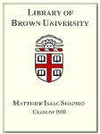 Customized digital bookplate for Matthew Isaac Shapiro '88 Fund