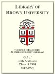 Customized digital bookplate for Beth Anderson, '90, MFA '94 to the Harris Collection