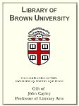 Customized digital bookplate for Professor John Cayley to the Harris Collection