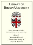 Customized digital bookplate for Jonathan Church, from the library of David R. Church, to the Harris Collection