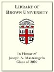 Customized digital bookplate for Joseph A. Mastrangelo, Class of 2009