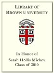 Customized digital bookplate for Sarah Hollis Mickey, Class of 2010