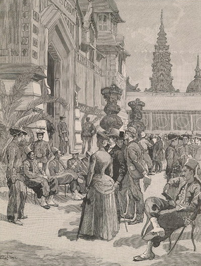 Soldats indigènes devant le pavillon des colonies, Esplanade des Invalides
