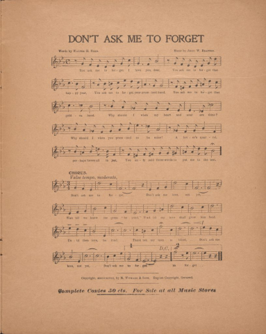 Bratton's "Don't Ask Me To Forget" sheet music