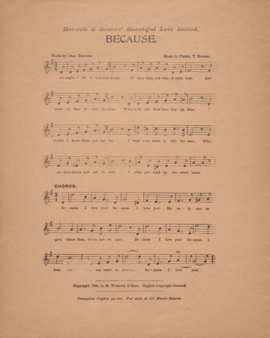 Horwitz & Bowers' Beautiful Love Ballad: Because sheet music