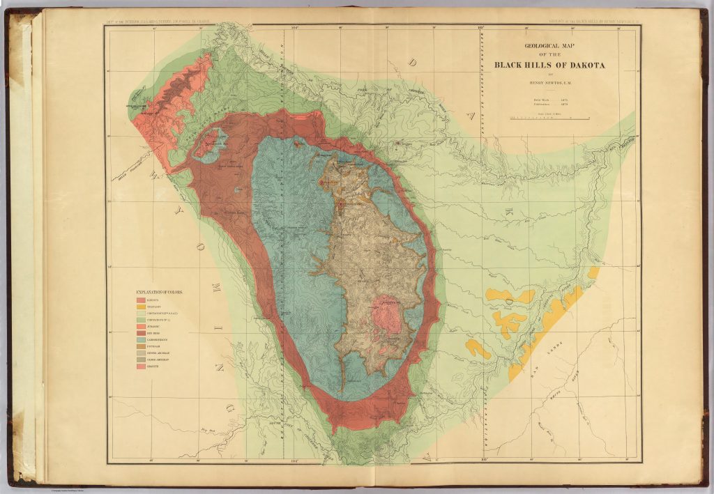 Geological map of the Black Hills of Dakota, published in 1879.