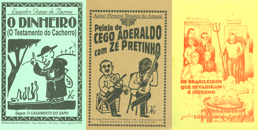 Banner featuring three pamphlets of of Literatura del Cordel.