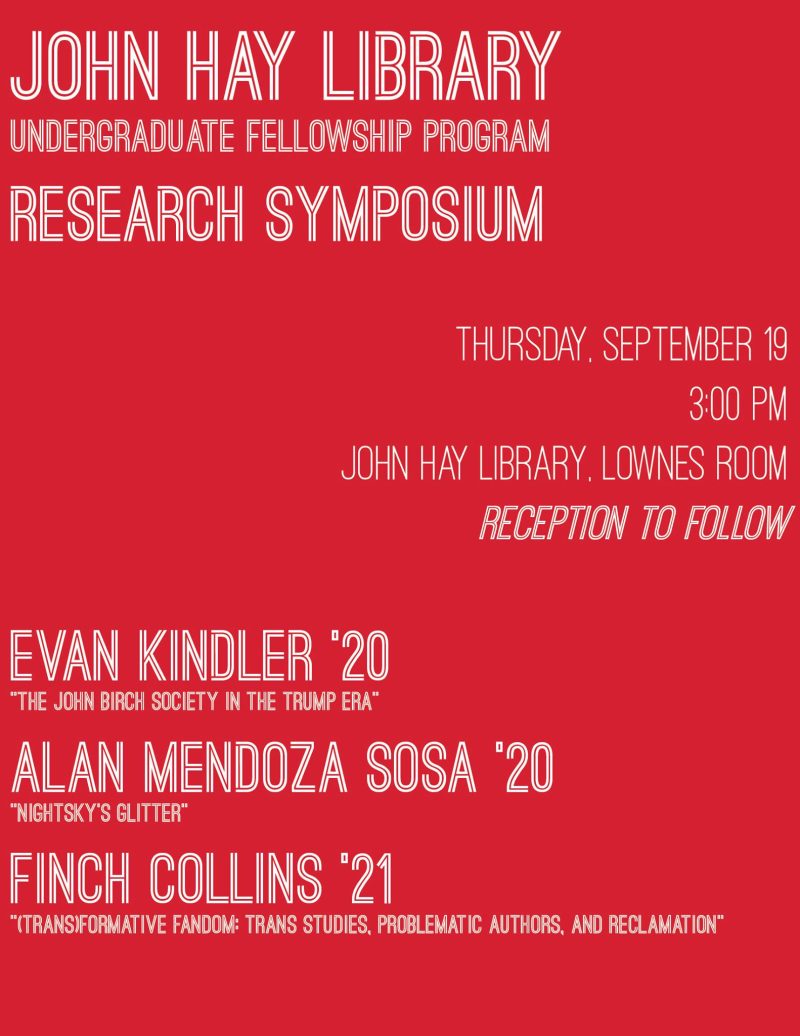 Summer Undergraduate Fellowship ’19  – Sept. 19, 2019