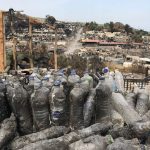 the Moria migrant camp in ruins