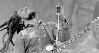 Bob Marley live in concert, 1980. Photo by Eddie Mallin.