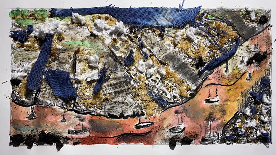 mixed media artwork, from the digital publication Going through the Motions