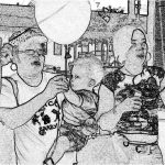 women holding a child and balloons