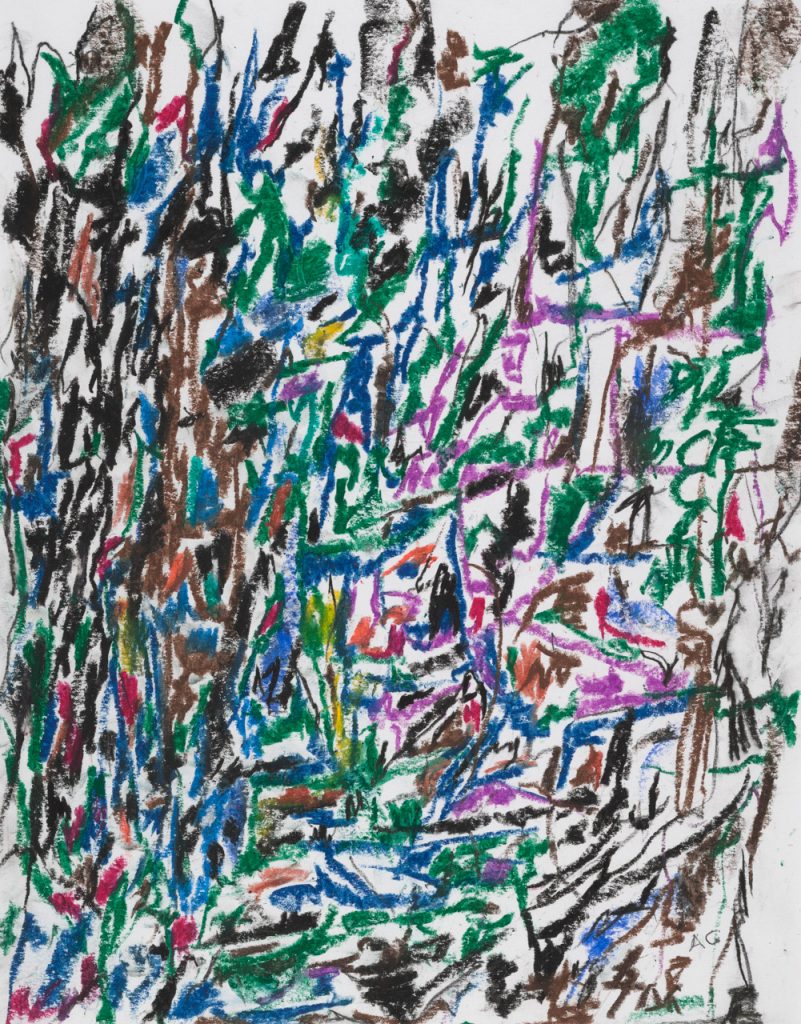 close-up detail of a painting by Abbott Gleason (known as Tom) showing brushstrokes
