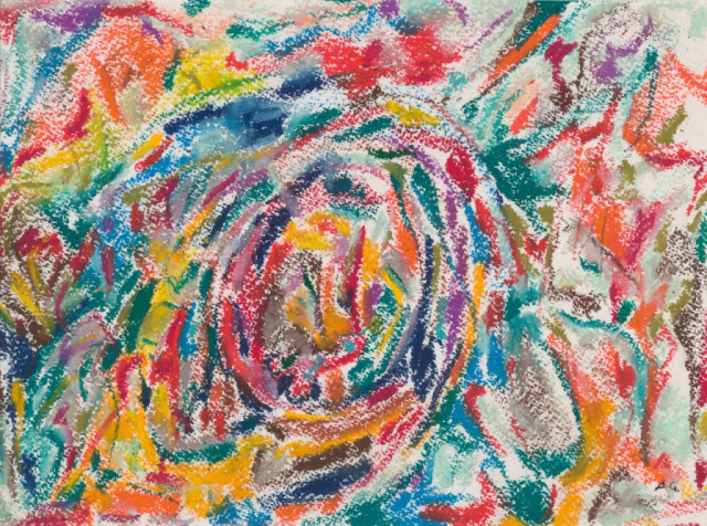 close-up detail of a painting by Abbott Gleason (known as Tom) showing brushstrokes
