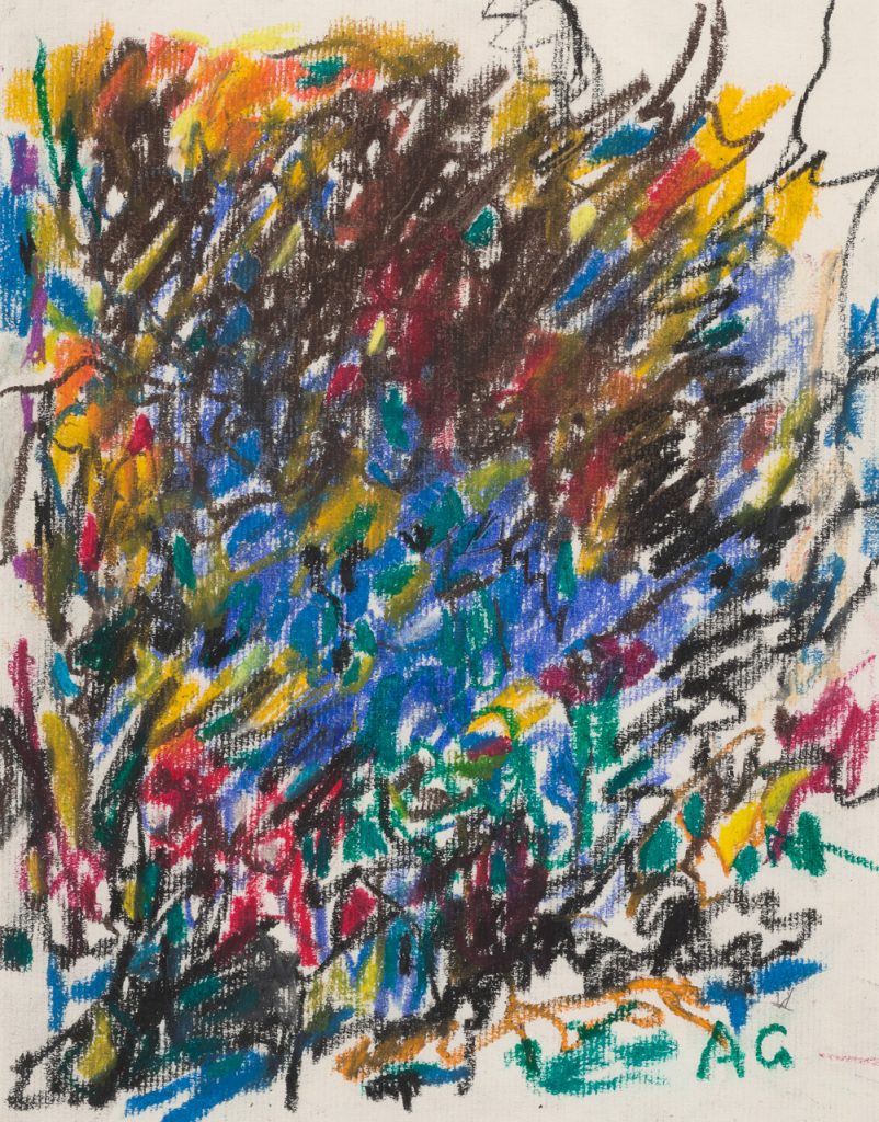 close-up detail of a painting by Abbott Gleason (known as Tom) showing brushstrokes