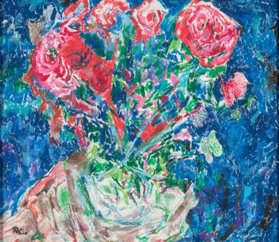 close-up detail of a painting by Abbott Gleason (known as Tom) showing brushstrokes