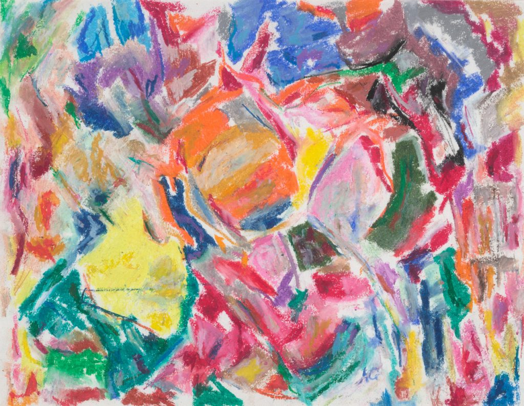 close-up detail of a painting by Abbott Gleason (known as Tom) showing brushstrokes