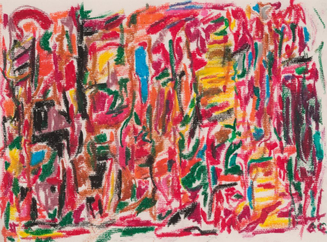 close-up detail of a painting by Abbott Gleason (known as Tom) showing brushstrokes