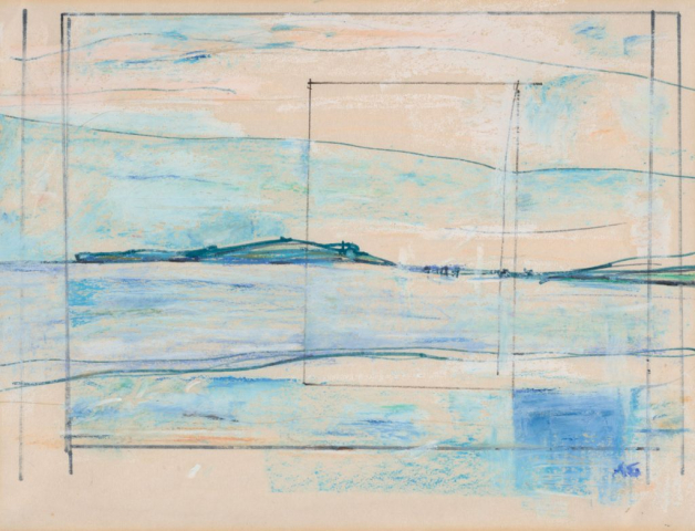 close-up detail of a painting by Abbott Gleason (known as Tom) showing brushstrokes