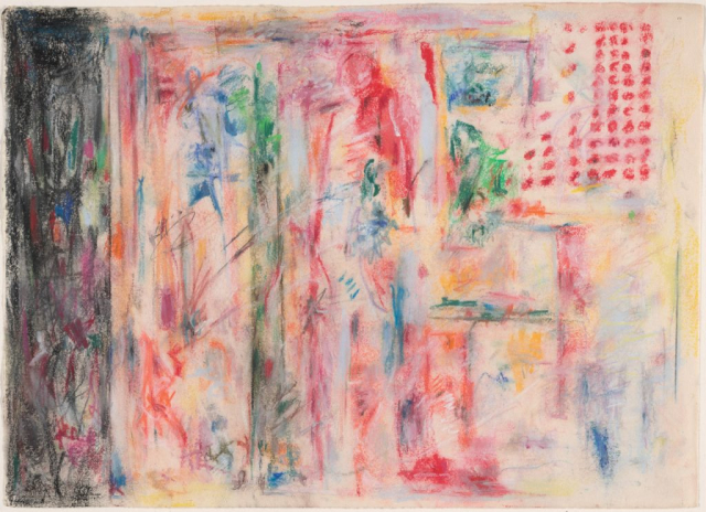 close-up detail of a painting by Abbott Gleason (known as Tom) showing brushstrokes