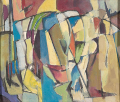 close-up detail of a painting by Abbott Gleason (known as Tom) showing brushstrokes