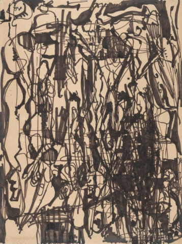 close-up detail of a painting by Abbott Gleason (known as Tom) showing brushstrokes