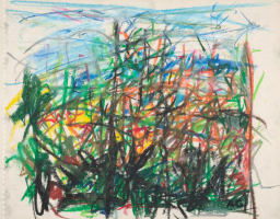 close-up detail of a painting by Abbott Gleason (known as Tom) showing brushstrokes