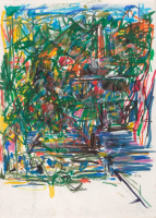close-up detail of a painting by Abbott Gleason (known as Tom) showing brushstrokes