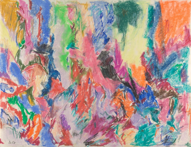 close-up detail of a painting by Abbott Gleason (known as Tom) showing brushstrokes