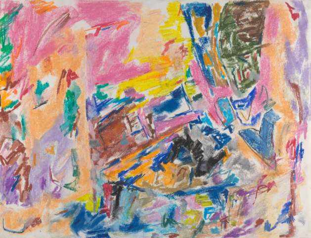 close-up detail of a painting by Abbott Gleason (known as Tom) showing brushstrokes