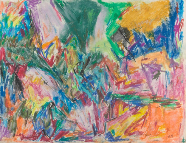 close-up detail of a painting by Abbott Gleason (known as Tom) showing brushstrokes