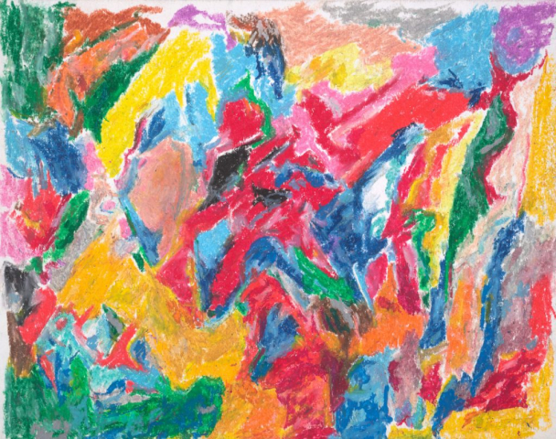 close-up detail of a painting by Abbott Gleason (known as Tom) showing brushstrokes