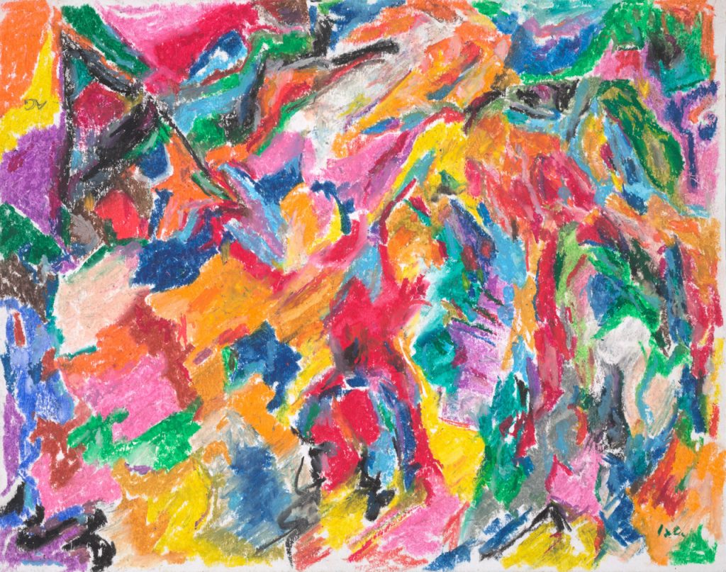 close-up detail of a painting by Abbott Gleason (known as Tom) showing brushstrokes