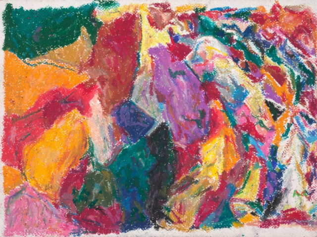 close-up detail of a painting by Abbott Gleason (known as Tom) showing brushstrokes