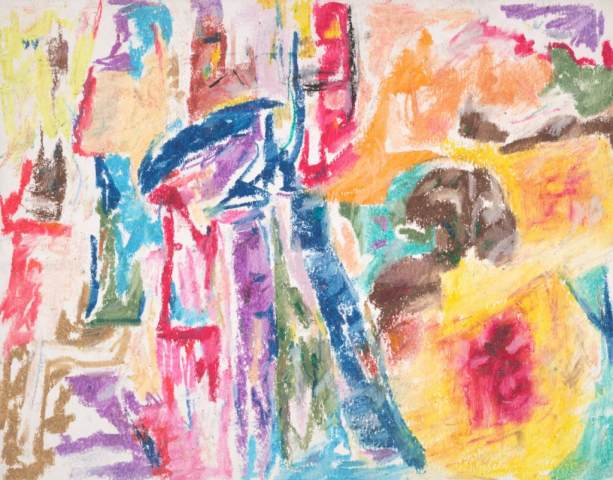 close-up detail of a painting by Abbott Gleason (known as Tom) showing brushstrokes