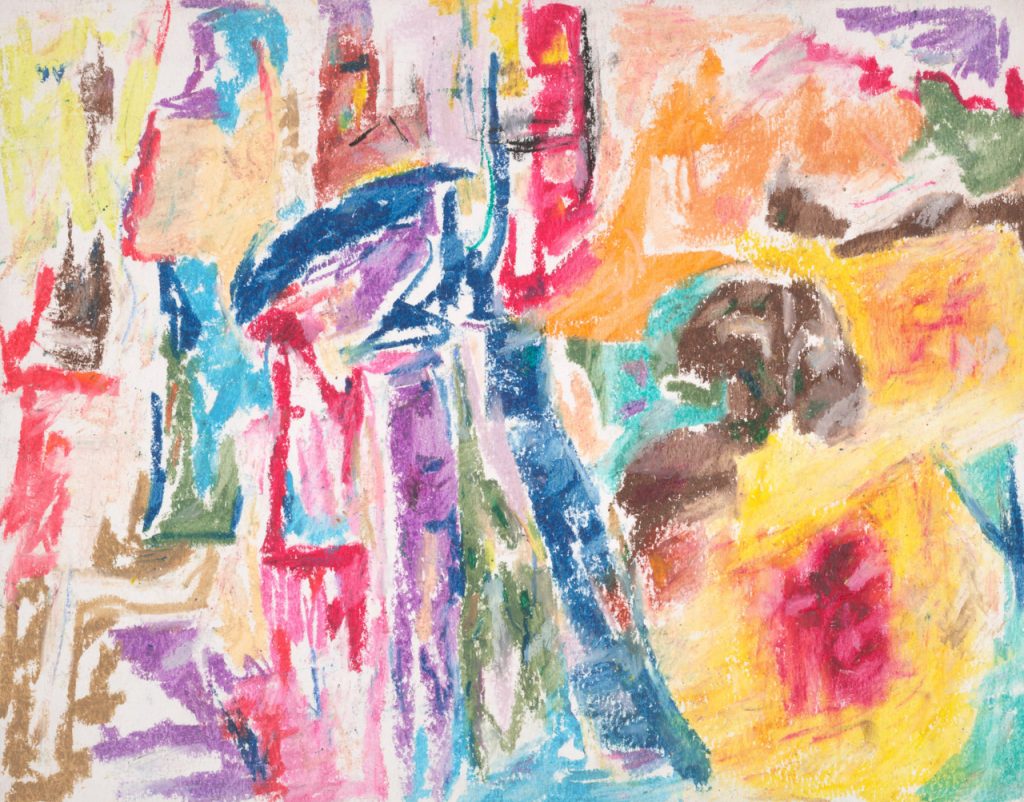 close-up detail of a painting by Abbott Gleason (known as Tom) showing brushstrokes