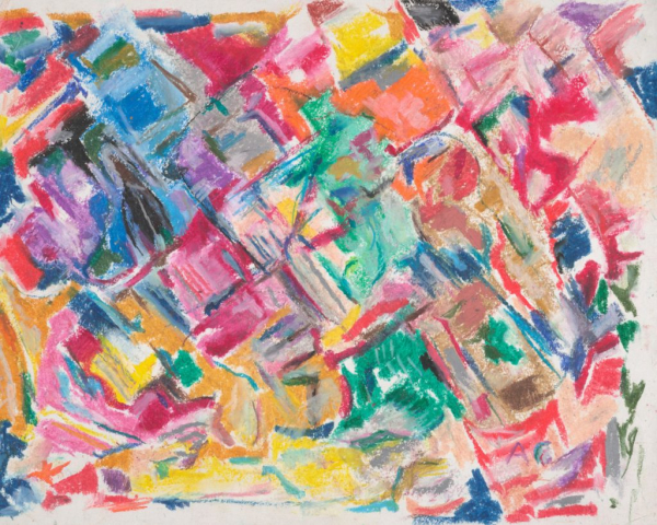 close-up detail of a painting by Abbott Gleason (known as Tom) showing brushstrokes