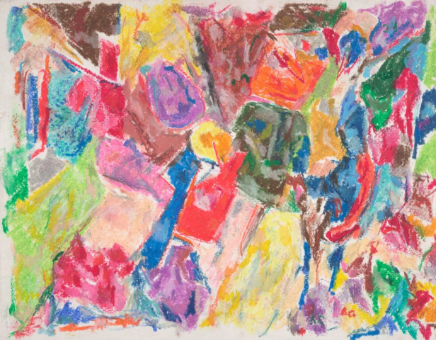 close-up detail of a painting by Abbott Gleason (known as Tom) showing brushstrokes