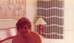 Gregory Corso in a hotel room, circa 1983