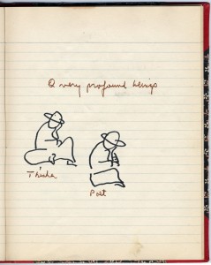 A page in Notebook No.8 in the Corso papers. The text reads: "2 very profound beings. Thinker. Poet."