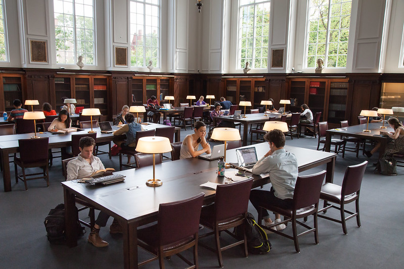 students in Willis Reading Room, John Hay Library